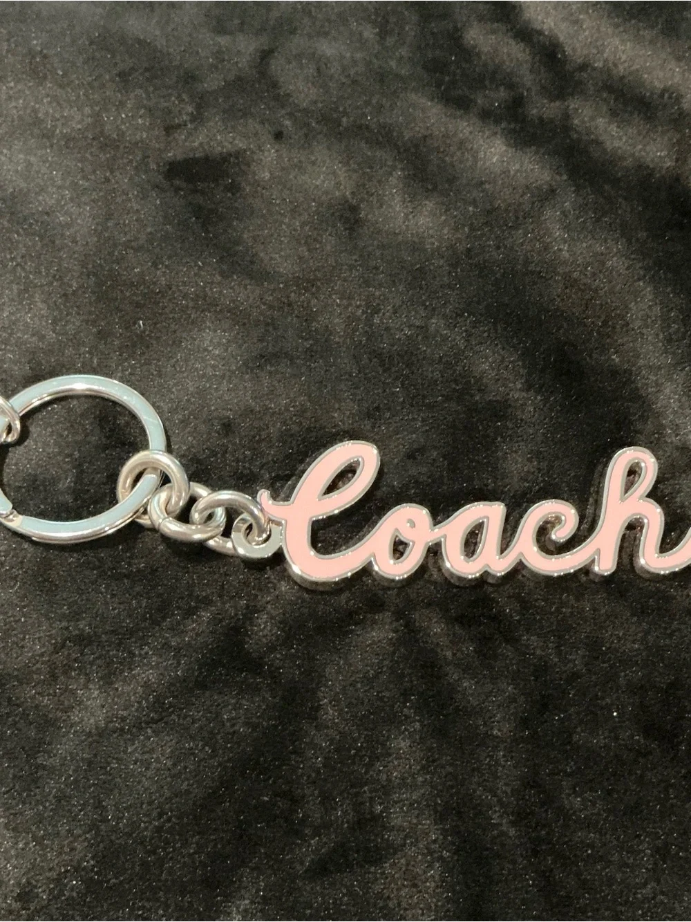 Coach Script Keyring in Light Pink and Silver-Tone